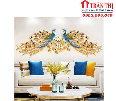 Đồng Hồ Treo Tường Đôi Chim Công Phú Quý 36 -TP