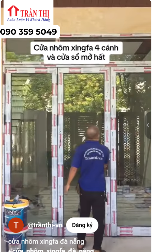Mẫu cửa nhôm xingfa 4 cánh Đà Nẵng