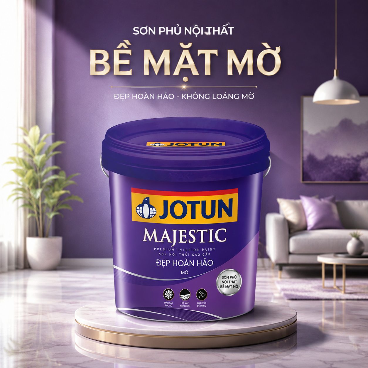 Sơn Phủ Nội Thất Jotun Majestic Bề Mặt Mờ - Thùng 15 lít