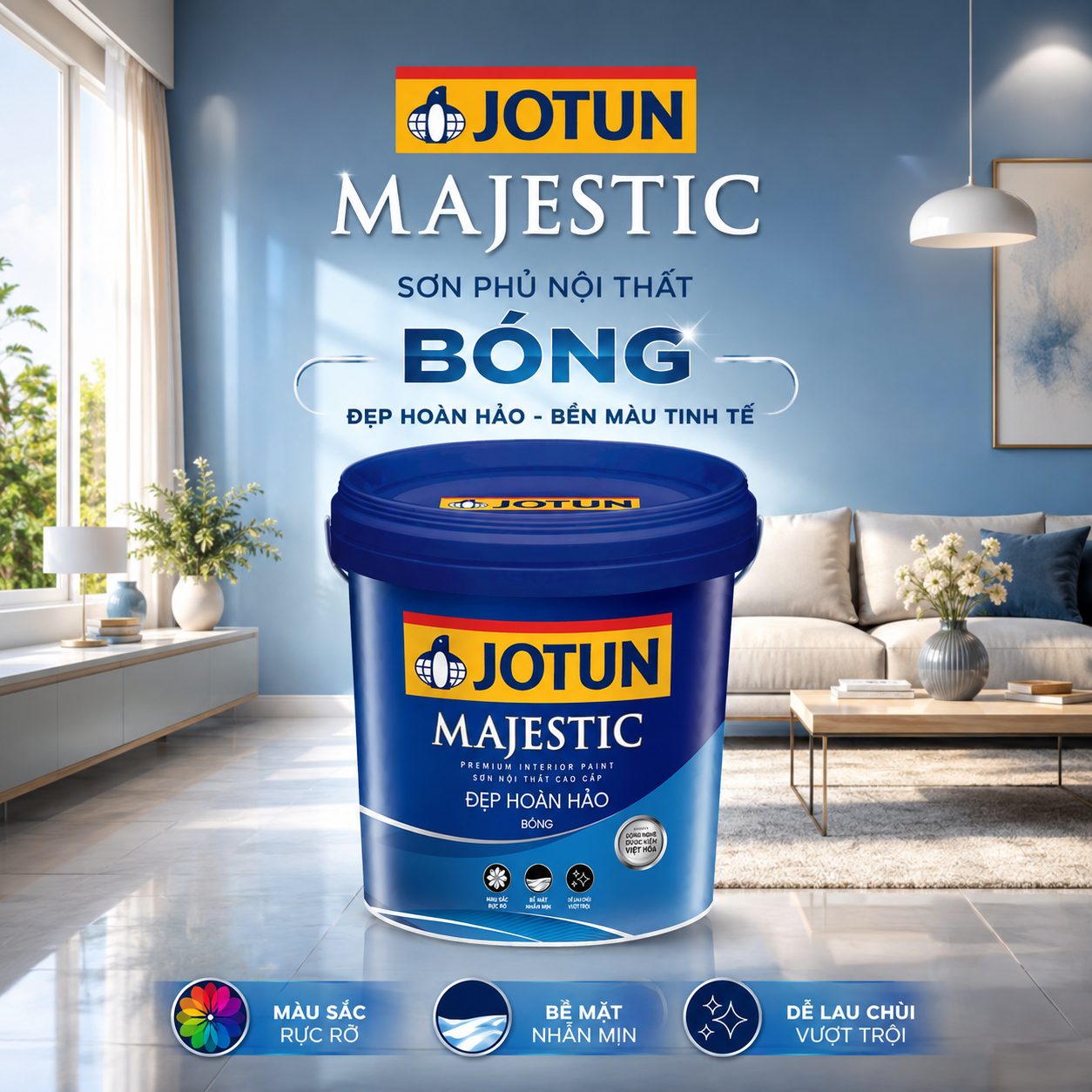 Sơn Phủ Nội Thất Jotun Majestic Bề Mặt Bóng - Thùng 15 lít